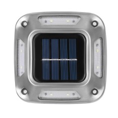 Lampa solara LED pentru gradina Flippy, 8 LED-uri, prindere de perete sau impamantare, IP65, forma patrat, material ABS si Policarbonat, 9 x 9 cm, bat foto
