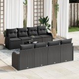 Set de canapea de gradina Gossi cu perne negru din ratan polimeric, canapea de gradina Gossi cu doua locuri si perne neagra din ratan polimeric
