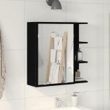 Cabinet cu oglindă pentru baie vidaXL Negru Stejar 62,5x20,5x64cm Lemn prelucrat