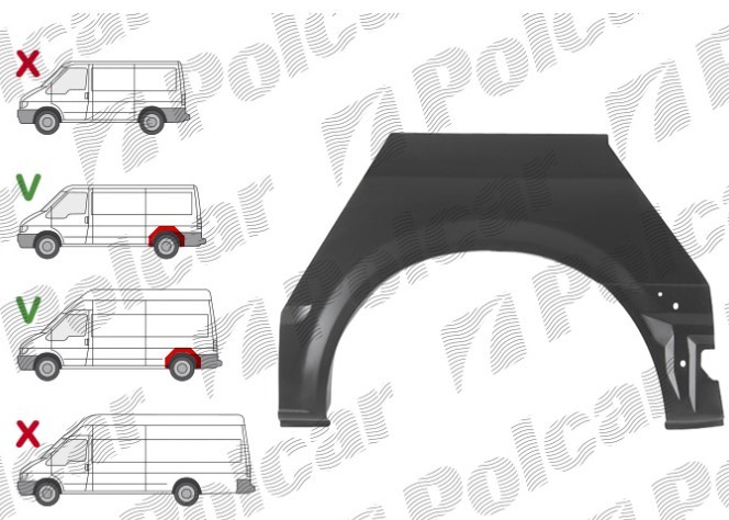 Segment reparatie aripa spate FORD TRANSIT (V184/5), 05.2000-04.2006 model mediu si LUNG, partea dreapta, metal galvanizat; mediu,