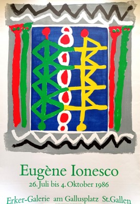 Eugen Ionescu/Eugene Ionesco - Cromolitografie, Rar Afis Expozitie Elvetia, 1986 foto