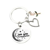 Breloc &bdquo;Love you to the moon and back&rdquo;, pentru iubiti, soti, prieteni, argintiu