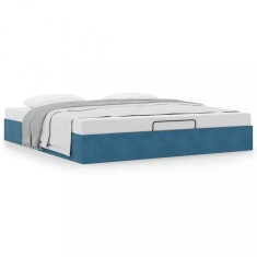vidaXL Cadru pat otoman fără saltea Albastru &icirc;nchis 160x200 cm catifea