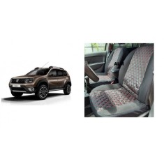 Huse textil - piele romburi Dacia Duster 2010-2017 Negru+Rosu &reg; ALM