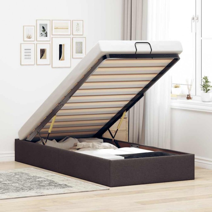 vidaXL Cadru pat otoman fără saltea țesătură maro &icirc;nchis 100x200 cm 3310857
