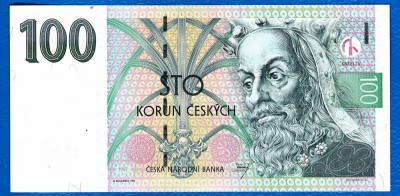 (3) BANCNOTA CEHIA - 100 KORUN 1997, PORTRET KAREL IV, STARE AUNC/UNC foto