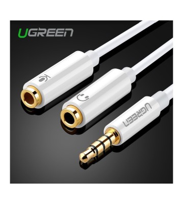 3.5mm Jack to Dual 3.5mm F Headset + Mic Y Splitter-Culoare Alb foto