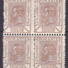 ROMANIA 1898 LP 51a CAROL I SPIC DE GRAU FILIGRAN PR V IN POZITIA 2 BLOC 4 MNH