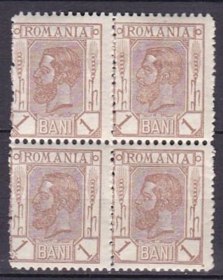 ROMANIA 1898 LP 51a CAROL I SPIC DE GRAU FILIGRAN PR V IN POZITIA 2 BLOC 4 MNH foto