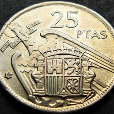 Moneda 25 PESETAS - SPANIA, anul 1969 (model 1957) * cod 2165 = A.UNC LUCIU