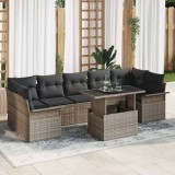 vidaXL Set de canapele pentru grădină cu pernă 8 pcs Gri Rattan poli