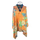 Esarfa de lux din matase naturala, maro/verde, 180x70cm