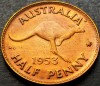 Moneda istorica HALF PENNY - AUSTRALIA, anul 1953 * cod 4953, Australia si Oceania