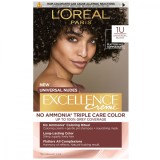 Vopsea de par permanenta fara amoniac Excellence Universal Nudes 1U Black, 192ml, L&#039;Oreal Paris