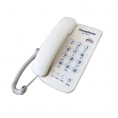 Telefon fix Panaphone KXT-3014, LED, functia ringer, Alb foto