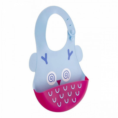 Baveta babyjem din silicon soft baby bib (culoare: bleu) foto