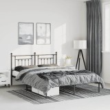 VidaXL Cadru de pat metalic cu tăblie, negru, 135x190 cm 353536