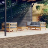 vidaXL Set mobilier grădină cu perne gri, 6 piese, lemn de pin 3096111