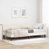 vidaXL Cadru de pat colțar cu saltea Crem 90 x 190 cm Catifea