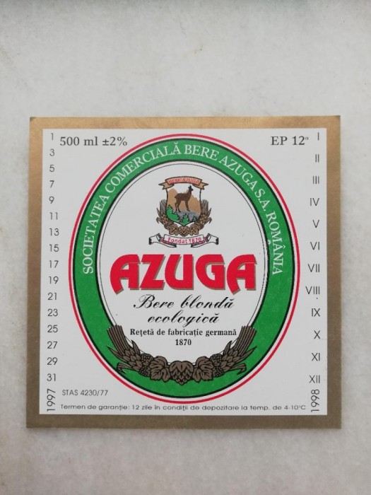Eticheta Bere - AZUGA - Bere Blonda Ecologica . Eticheta Bere - AZUGA - Bere Blonda Ecologica .