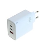 &Icirc;ncărcător OTB USB GaN (2xUSB-C + 1xUSB-A) cu USB Power Delivery USB-PD - 3 porturi - 65W - alb