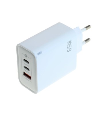 &amp;Icirc;ncărcător OTB USB GaN (2xUSB-C + 1xUSB-A) cu USB Power Delivery USB-PD - 3 porturi - 65W - alb foto