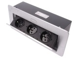 Prelungitor Orno OR-AE-1336/G, 3 prize, 16A, 250V AC, IP20, pentru mobilier