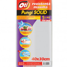 Set 100 Pungi Alimentare OTI SOLID 3 Kg, 400x300 mm, Punga din Plastic pentru Congelarea Alimentelor