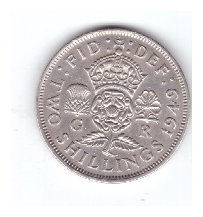Moneda Anglia 2 shilling / 2 shillings 1949, stare buna, curata