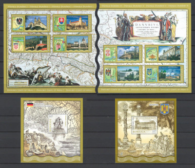 Romania 2010 - LP 1863a, 1880a, 1864, 1881 nestampilat - Stemele Dunarii I + II foto