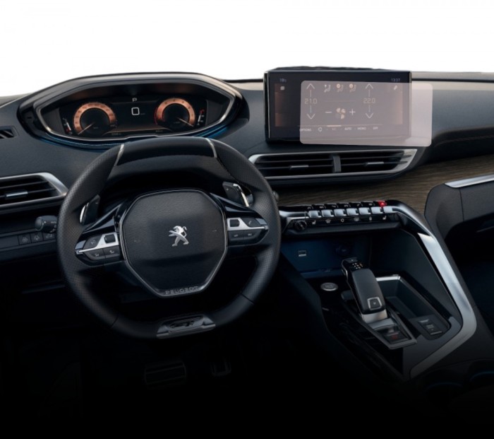 Folie Protectie Navigatie Peugeot 5008 2020+, Duragon, protectie Display Navigatie, silicon Transparent, Anti-zgarieturi, kit instalare