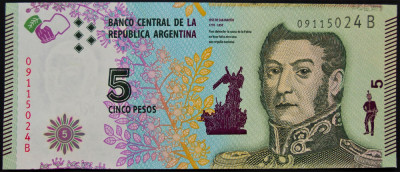 Bancnota 5 PESOS - ARGENTINA , anul 2016 * cod 478 = UNC! foto