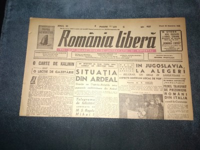 ZIAR ROMANIA LIBERA 23 NOIEMBRIE 1945 foto