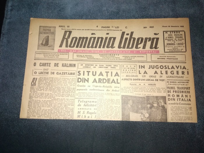 ZIAR ROMANIA LIBERA 23 NOIEMBRIE 1945