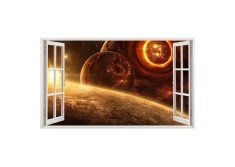 Autocolant decorativ, Fereastra, Planete, Multicolor, 83 cm, 22ST foto