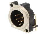 Conector NEUTRIK XLR 5 pini tată unghi 90&deg; argint NC5MBH 3A THT