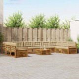 vidaXL Seturi de canapele 11 pcs Natural și Bej Lemn Solid de Acacia 3374253