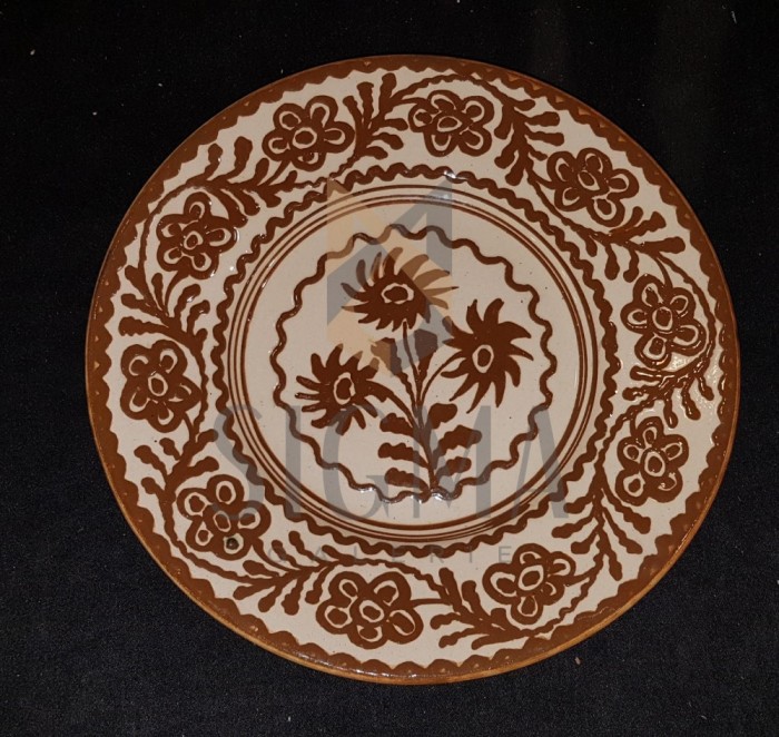 VAS DECORATIV, TRADITIONAL, PICTAT-FLOARE DE COLT, DIAMETRU 25 CM