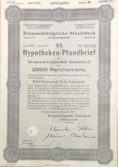 2000 Reichsmark titlu de stat Germania 1940 foto