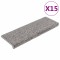 Covorase pentru scari, 15 buc., 65x21x4 cm, gri, cu margini dreptunghiulare