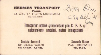 A2701N Hermes Transport București-Brașov 1942 reclamă foto