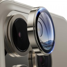 Folie de protectie Camera Spate Lito S+ pentru Apple iPhone 16 Pro Max / 16 Pro, Sticla Securizata, Gri Metalic