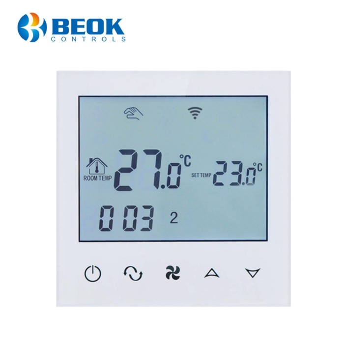 Termostat cu fir pentru aer conditionat BeOk TDS21WIFI-AC2, Control de pe telefonul mobil, Compatibil cu sisteme HVAC SmartElectro IntelligentHouse