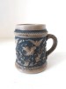 Halba ceramica mica, frumos ornamentata, cu scis PROSIT!, gresie, 8.5cm inaltime x 6.5cm diametru la baza