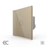 Cumpara ieftin Intrerupator simplu cu variator touch Livolo din sticla, ZigBee EC, auriu