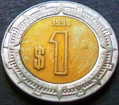 Moneda bimetal 1 NUEVO PESO - MEXIC, anul 1996 * cod 3842 foto