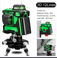 Laser linie verde 3D, 360x3, acumulator , trepied, incarcator, buzzer foto