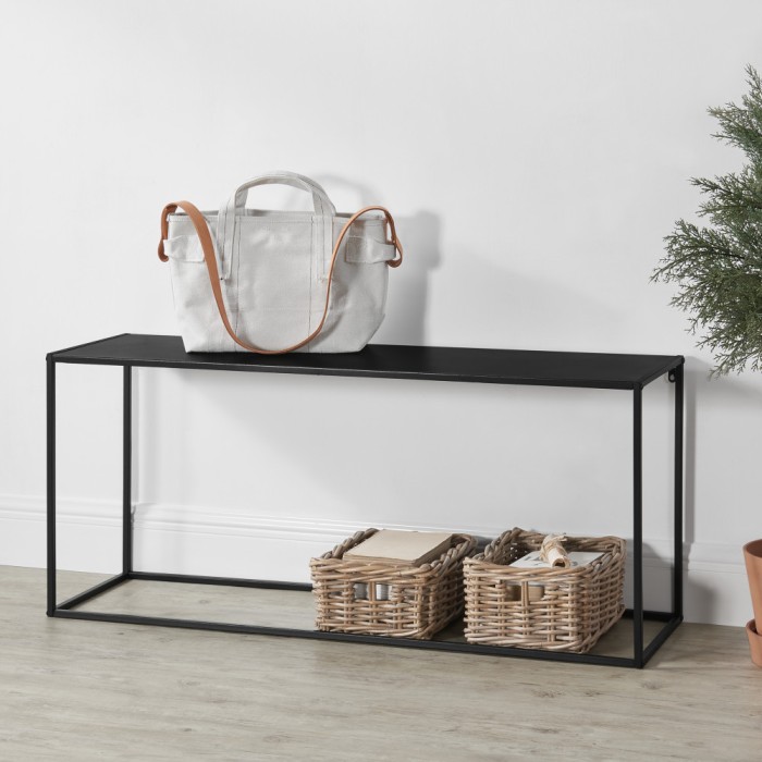 Masa consola de perete CleoD 50 x 115 x 32 cm negru mat [en.casa] HausGarden Leisure