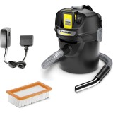 Aspirator uscat pentru cenusa Karcher cu acumulator AD 2 Battery Set, 1.348-301.0, baterie de 18 V, rezervor de 14 L, furtun de aspirare metalic de 1.