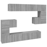 Cumpara ieftin Set dulapuri TV, 10 piese, gri sonoma, lemn compozit